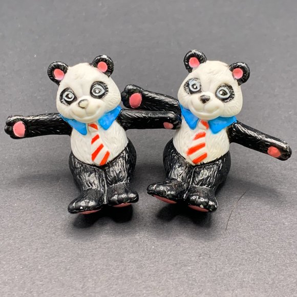 Vintage 1980’s Happy Panda Bear With Red Stripe Tie PVC Figure Cake Toppers - Picture 2 of 11